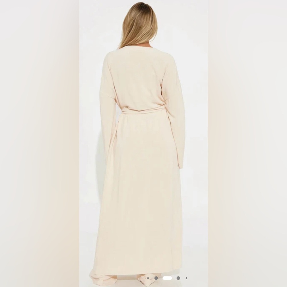 Two piece Ivory Wide-Leg Drawstring Pant and Robe Set - Picture 2 of 2